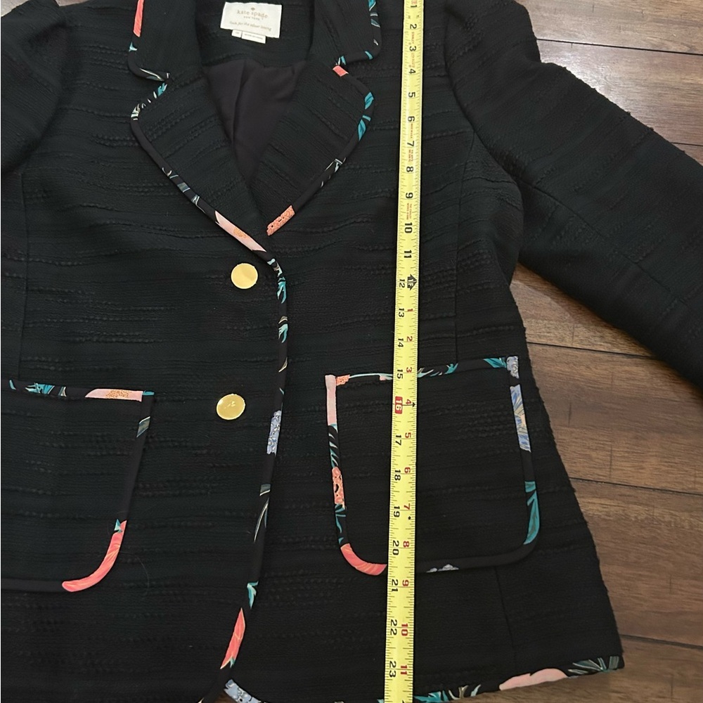 Kate Spade Black Blossom-Trimmed Tweed Blazer Size 10 MSRP 238.00 - Picture 7 of 14